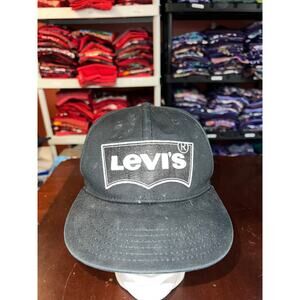 Levis Hat Snapback Black Logo Emblem Stained Cap OS